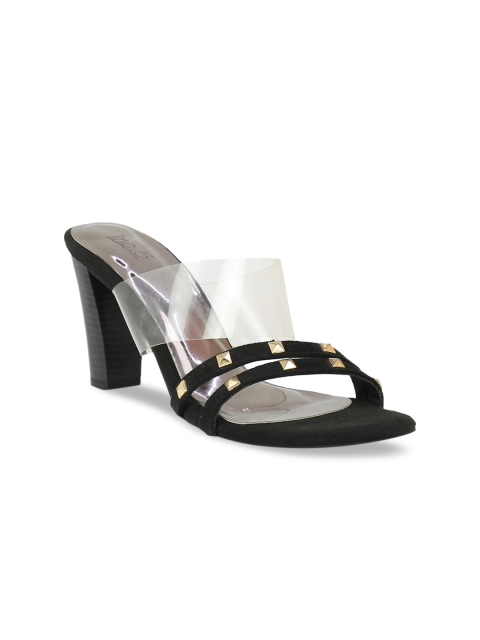 Inc 5 Women Black & Transparent Embellished Block Heels