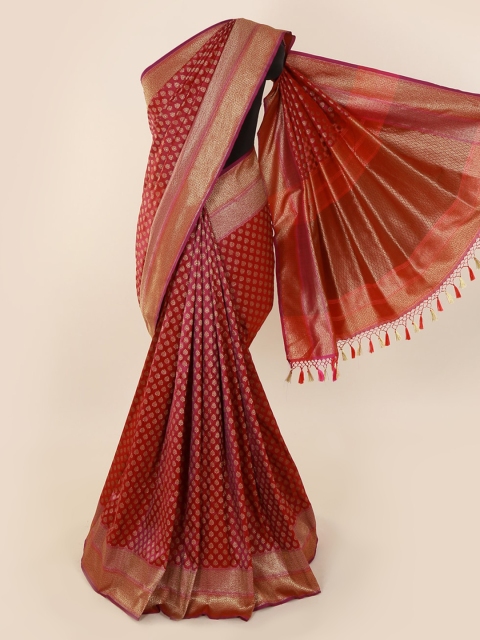 Pothys Maroon Pure Silk Woven Design Banarasi Saree