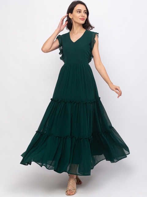 Iti Women Green Solid Maxi Dress