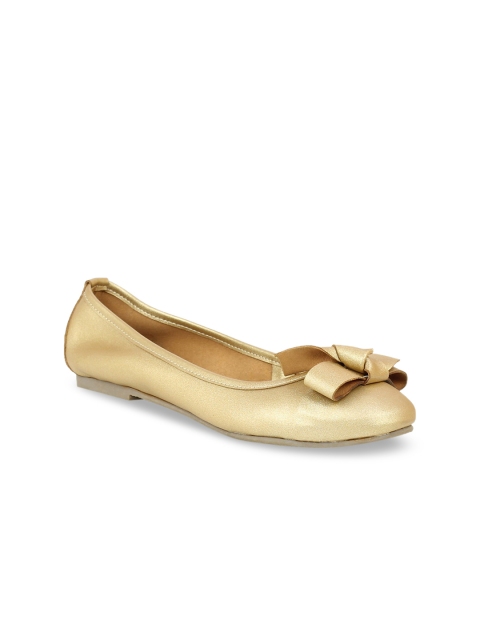 Inc 5 Women Gold-Toned Solid Ballerinas