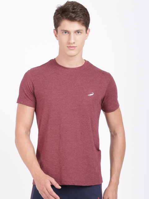 Crocodile Men Maroon Solid Round Neck T-shirt