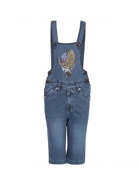 FirstClap Kids Blue Solid Denim Dungarees