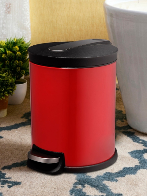 OBSESSIONS Red & Black Solid Stainless Steel Step Bin 5 litre