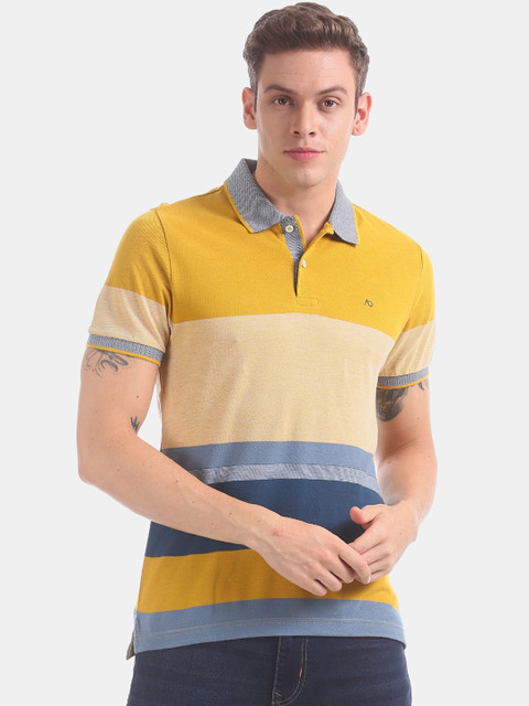 AD By Arvind Men Multicoloured Striped Polo Collar T-shirt, Multi 
AD By Arvind Men Multicoloured Striped Polo Collar T-shirt, Multi
