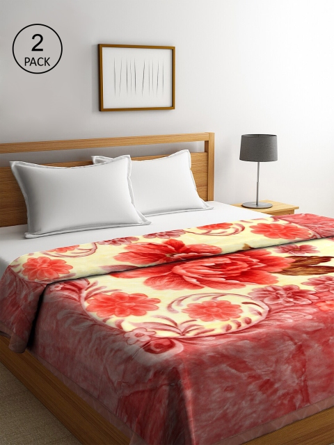 KLOTTHE Set of 2 Peach-coloured & Beige Floral-Printed Heavy Winter 800 GSM Double Bed Blankets
KLOTTHE Set of 2 Peach-coloured & Beige Floral-Printed Heavy Winter 800 GSM Double Bed Blankets