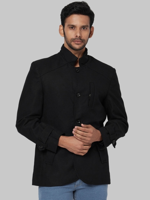 Park Avenue Men Black Solid Tailored Jacket