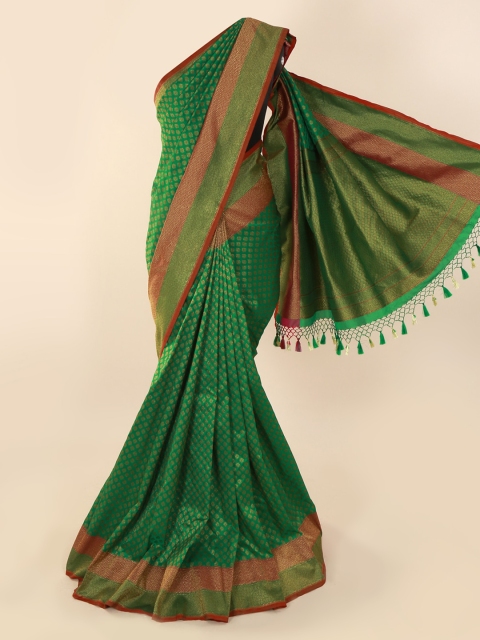Pothys Green & Orange Pure Silk Woven Design Banarasi Saree