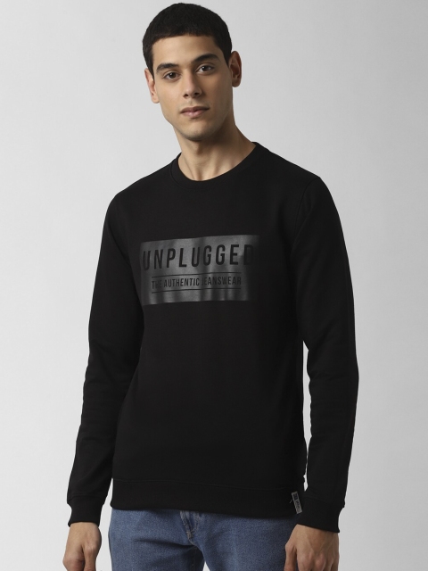 Peter England Casuals Men Black Printed Sweatshirt