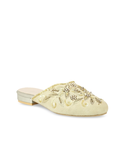 Inc 5 Women Beige Embellished Mules