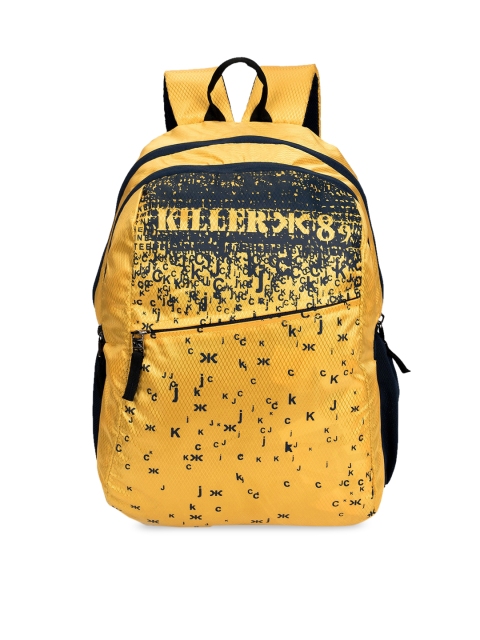 Killer Unisex Yellow & Black Printed Backpack