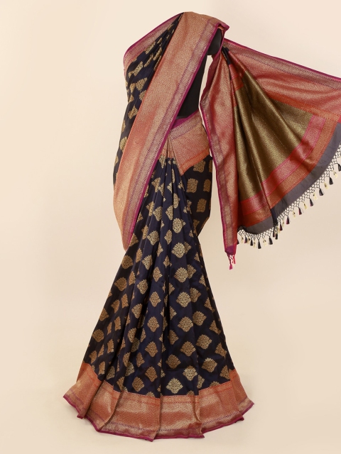 Pothys Navy Blue Pure Silk Woven Design Banarasi Saree