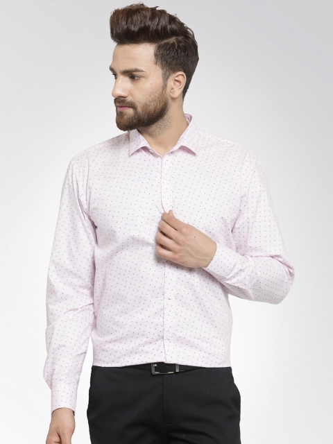 JAINISH Men Pink & Black Regular Fit Printed Formal Shirt