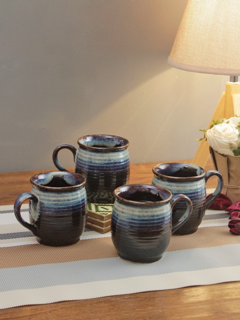 Aapno Rajasthan Set of 6 Grey & Brown Textured Ceramic Tea Cups