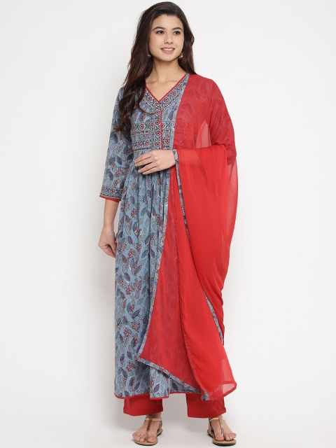 Prakhya Women Multicoloured Printed Kurti with Palazzos & Dupatta, Multi