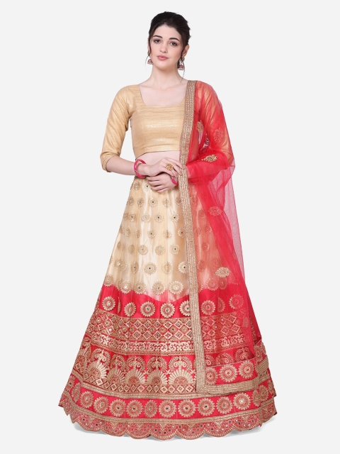 Mitera Women Pink & Gold-Coloured Embroidered Semi-Stitched Lehenga & Unstitched Blouse with Dupatta
Mitera Women Pink & Gold-Coloured Embroidered Semi-Stitched Lehenga & Unstitched Blouse with Dupatta