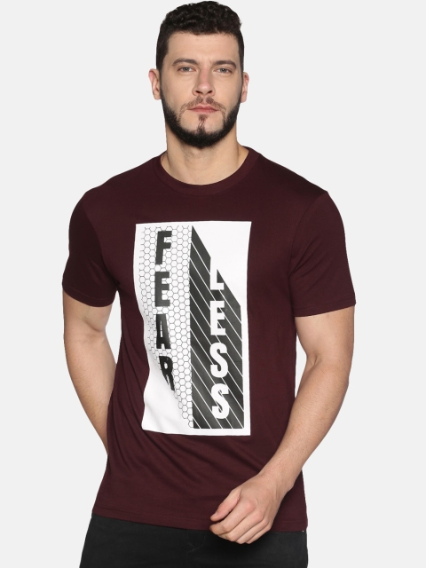 UrGear Men Maroon Printed Round Neck T-shirt