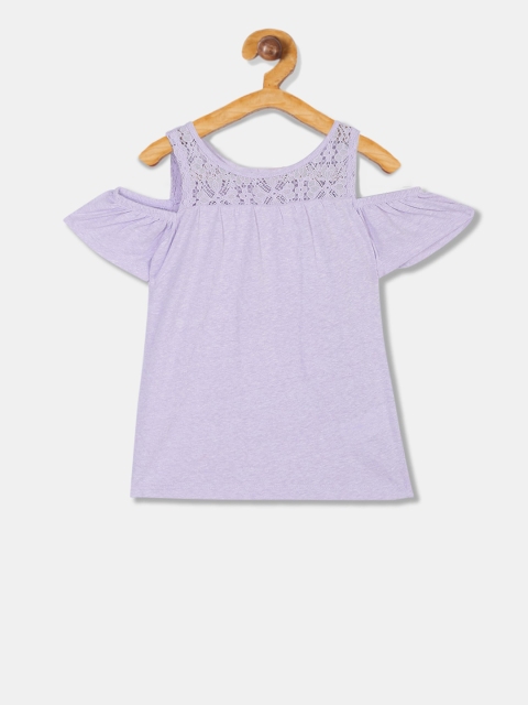 The Childrens Place Girls Purple Solid A-Line Top