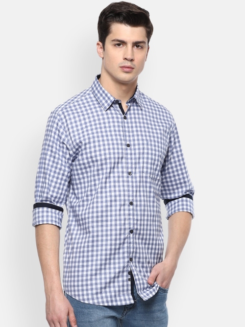 Van Heusen Sport Men Blue Slim Fit Checked Casual Shirt