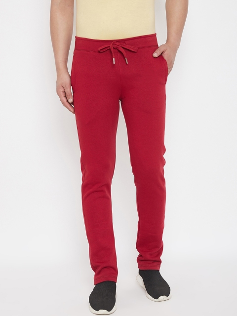 HARBORNBAY Men Red Solid Slim-Fit Track Pants