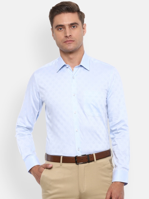 Louis Philippe Men Blue Slim Fit Printed Formal Shirt