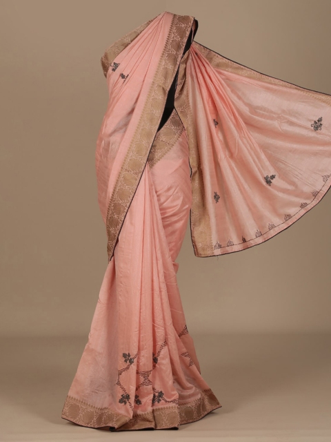 Pothys Pink Embroidered Jute Silk Saree