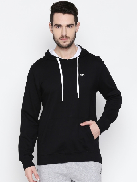 Ajile by Pantaloons Men Black Solid Hooded Sweatshirt