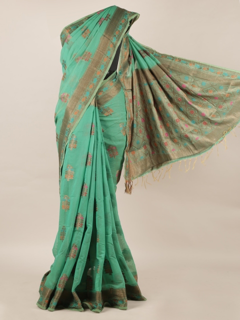 Pothys Green Woven Design Jute Silk Saree