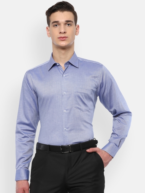 Van Heusen Men Blue Regular Fit Solid Formal Shirt