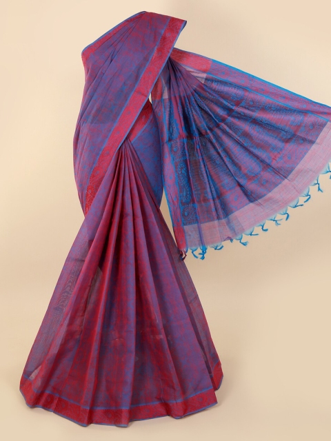 Pothys Violet & Pink Pure Cotton Woven Design Saree