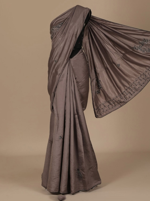 Pothys Grey Embellished Jute Silk Saree