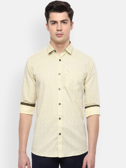 Van Heusen Sport Men Yellow Slim Fit Printed Casual Shirt