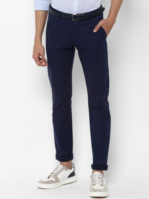 Allen Solly Men Navy Blue Slim Fit Solid Chinos