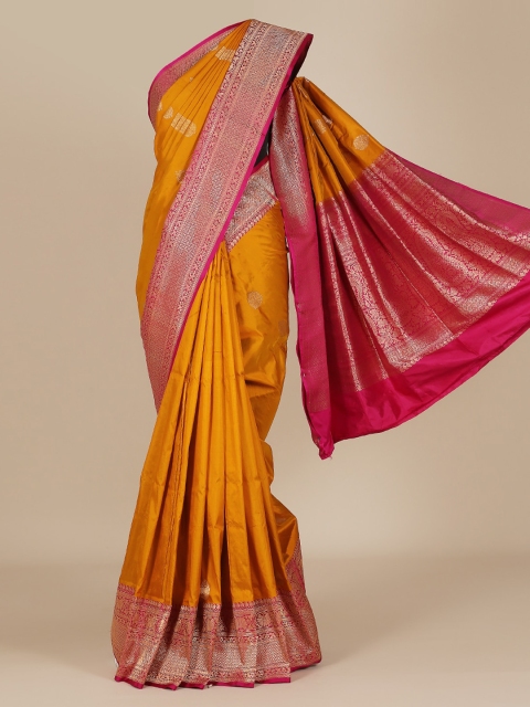 Pothys Mustard Woven Design Jute Silk Saree