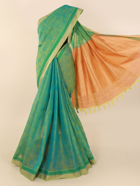 Pothys Green Solid Pure Cotton Saree