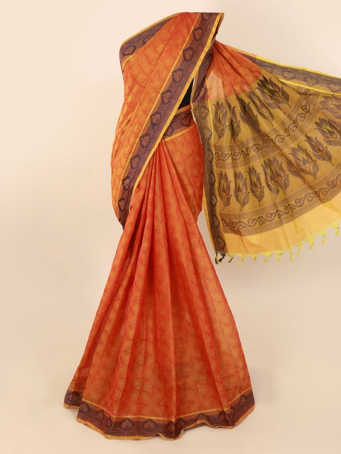 Pothys Mustard Woven Design Pure Cotton Saree