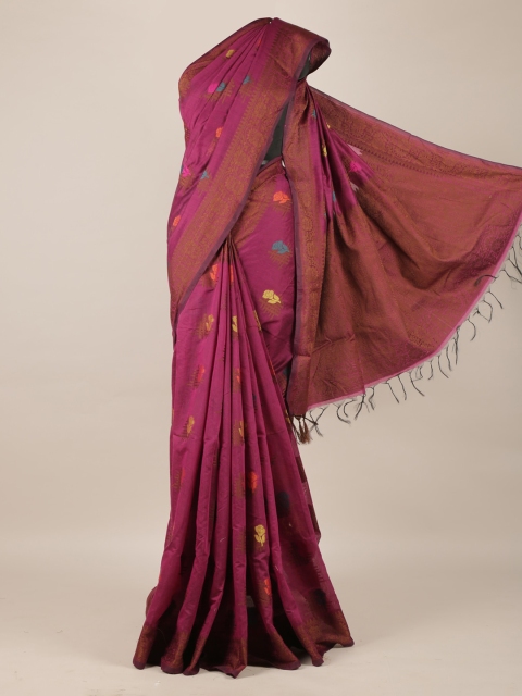 Pothys Purple Woven Design Jute Silk Saree