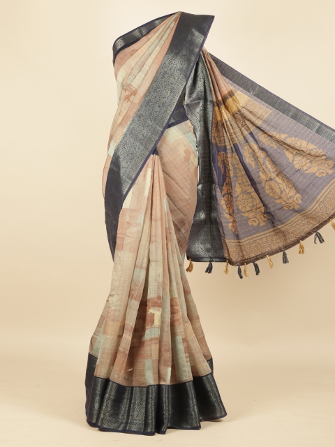 Pothys Multicoloured Checked Jute Silk Saree, Multi