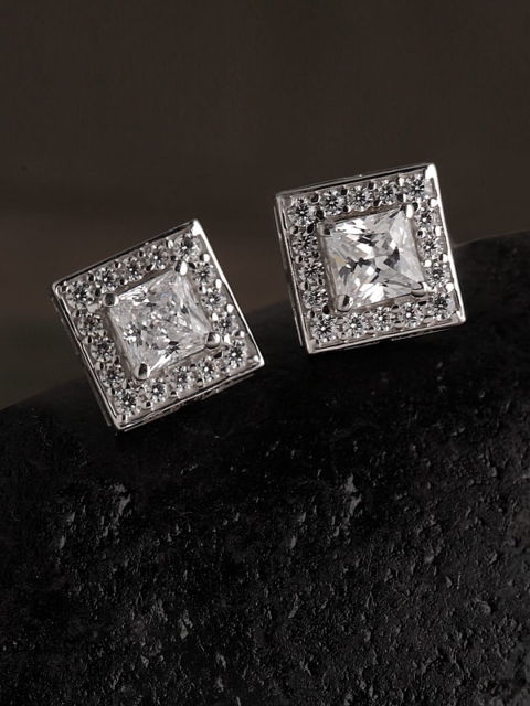 Clara Silver-Toned Rhodium-Plated Sterling Silver Zirconia Studded Contemporary Studs
Clara Silver-Toned Rhodium-Plated Sterling Silver Zirconia Studded Contemporary Studs