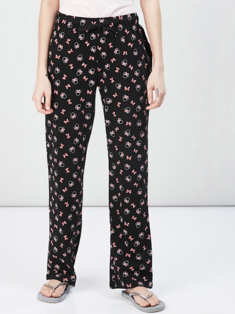 MAX Women Black Printed Full Length Lounge Pants