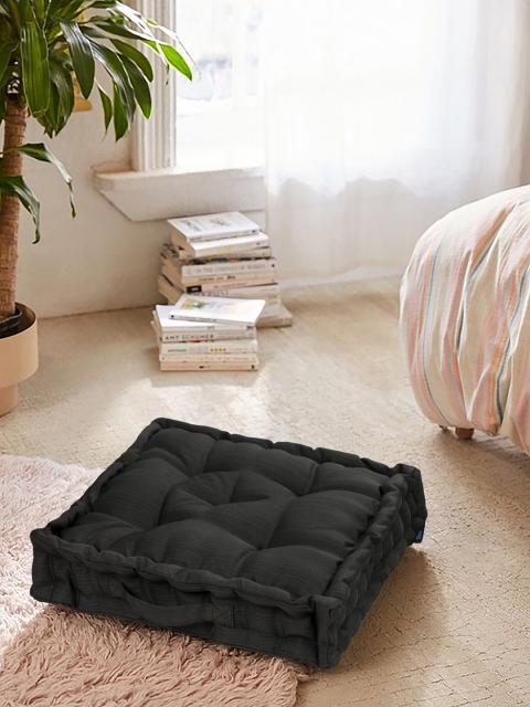 S9home by Seasons Black Textured Square Floor Cushions