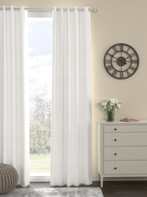 ROSARA HOME White Solid Door Eyelet Curtain