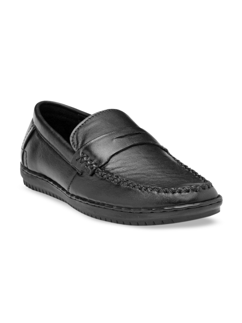 Teakwood Leathers Men Black Solid Leather Formal Loafers