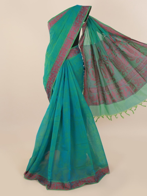 Pothys Green Solid Pure Cotton Saree