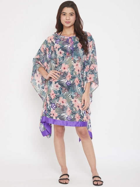 The Kaftan Company Women Pink & Purple Printed Kaftan Cover-Up Dress