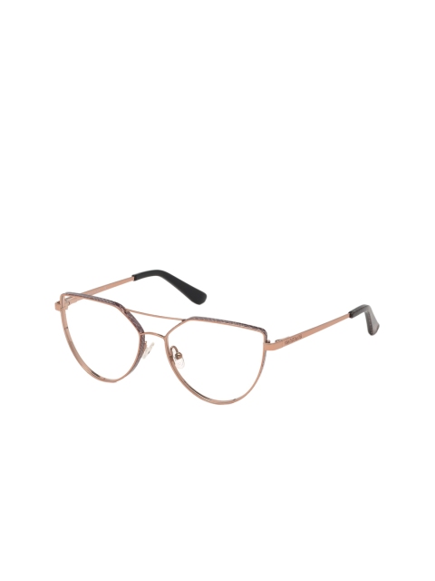 GUESS Women Gold-Toned & Brown Solid Full Rim Browline Frames