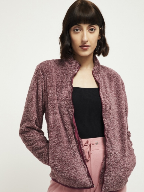max Women Pink Self Design Tailored Jacket