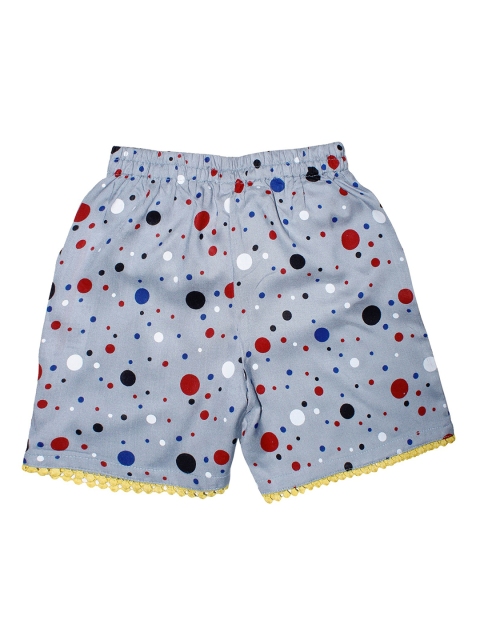 KiddoPanti Girls Grey Printed Regular Fit Regular Shorts