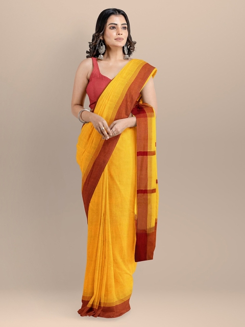 BharatSthali Yellow Woven Design Mangalagiri Sustainable Saree