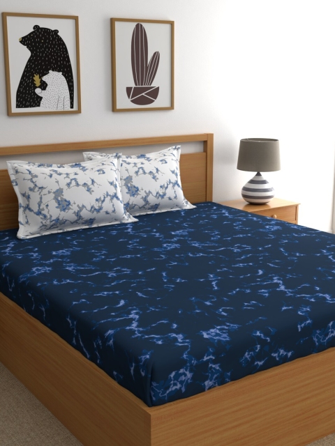 Dreamscape Navy Blue & White Abstract 210 TC Cotton 1 Queen Bedsheet with 2 Pillow Covers
Dreamscape Navy Blue & White Abstract 210 TC Cotton 1 Queen Bedsheet with 2 Pillow Covers