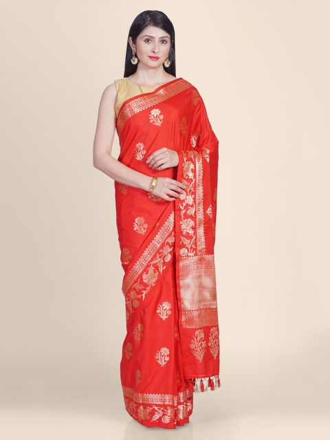 Kasat Red Silk Cotton Woven Design Banarasi Saree